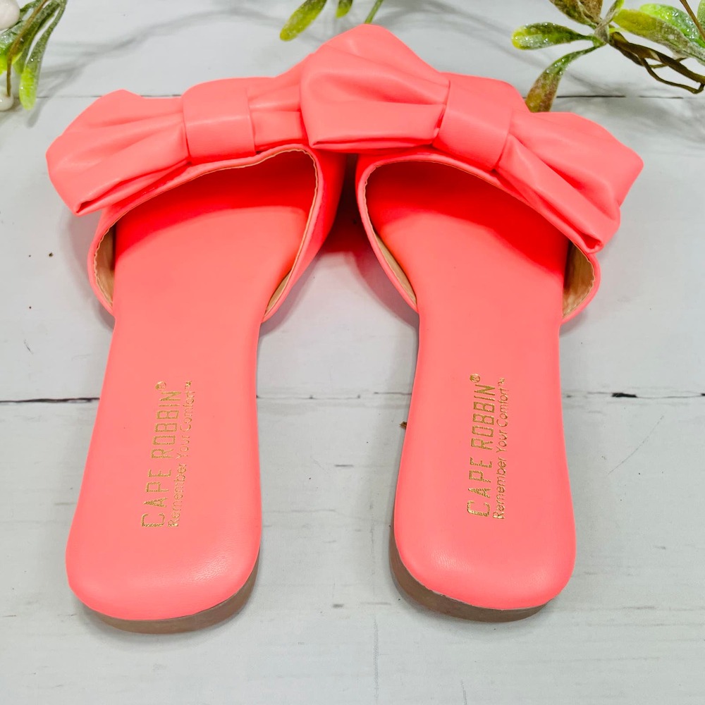NEW Cape Robbin Pink JuJu Sandals Slides with Bow-SZ 6 - Picture 6 of 7